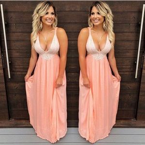 BNWT MINT Deep V Backless Maxi Dress - Small